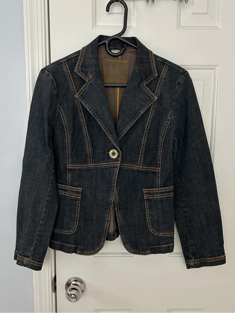 Michael Kors Classy Flattering Denim Jean Cotton Blazer Jacket